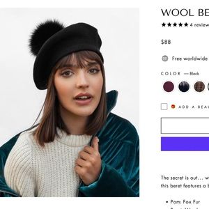 Fox fur wool beret KyiKyi